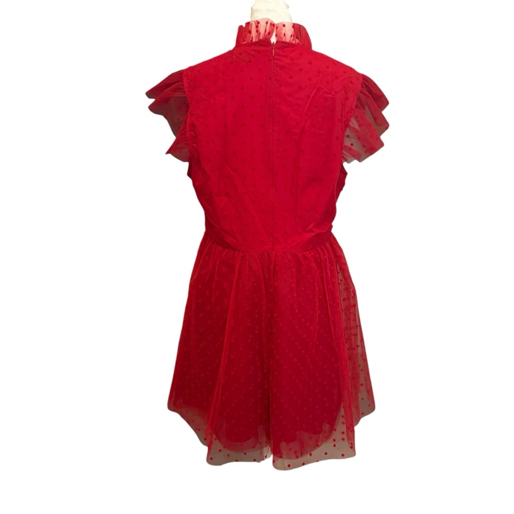 Forever 21 Red Fit and Flare Dress with Flutter Sleeves for Prom - Picture 2 of 11